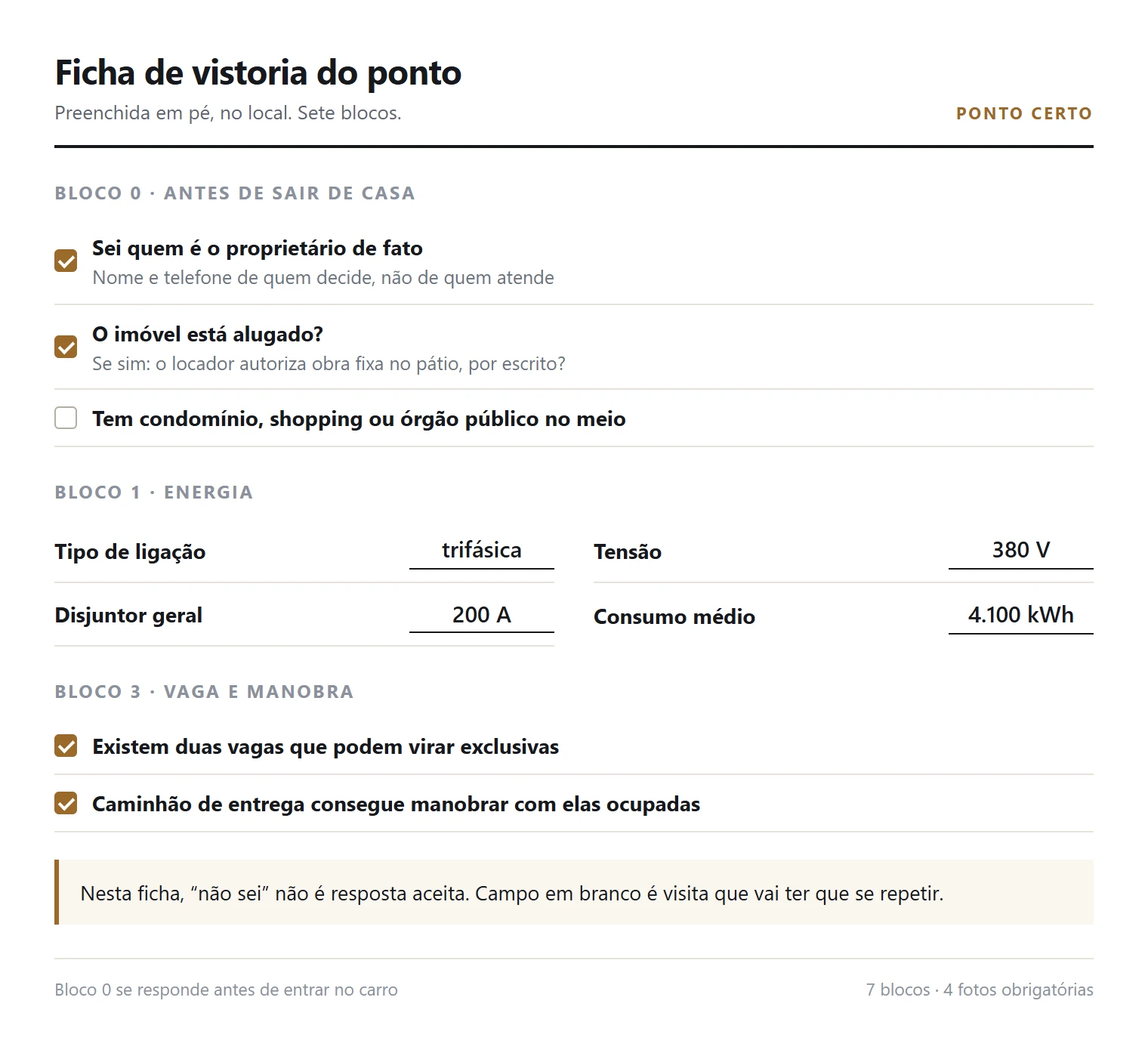 Ficha de vistoria